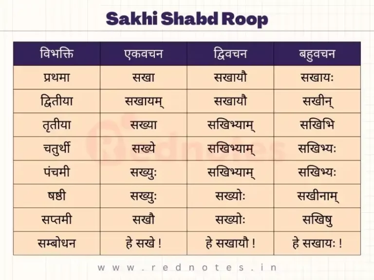 Sakhi Shabd Roop | Sakhi Shabd Roop In Sanskrit